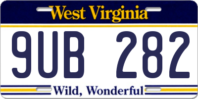 WV license plate 9UB282