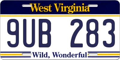 WV license plate 9UB283
