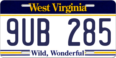WV license plate 9UB285