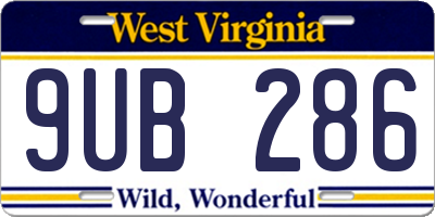 WV license plate 9UB286