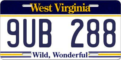 WV license plate 9UB288