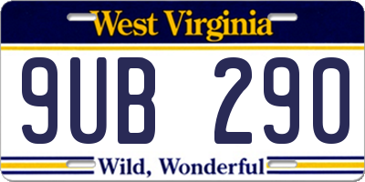 WV license plate 9UB290