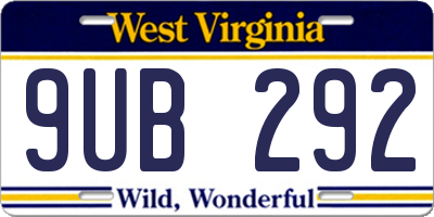WV license plate 9UB292