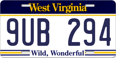 WV license plate 9UB294