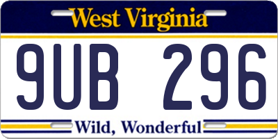 WV license plate 9UB296