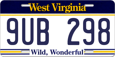 WV license plate 9UB298