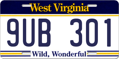 WV license plate 9UB301