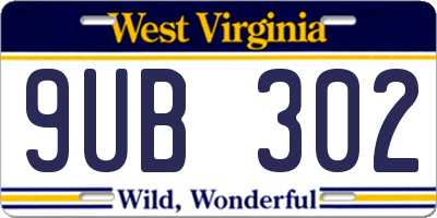 WV license plate 9UB302