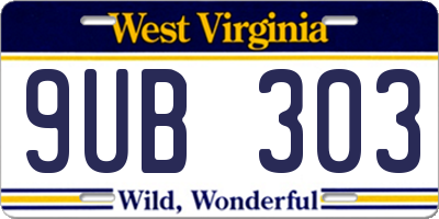WV license plate 9UB303