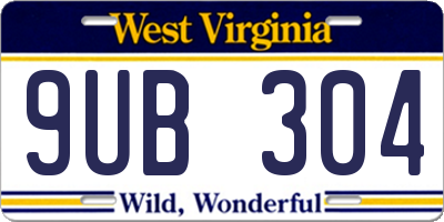 WV license plate 9UB304