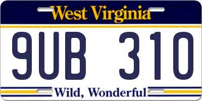 WV license plate 9UB310