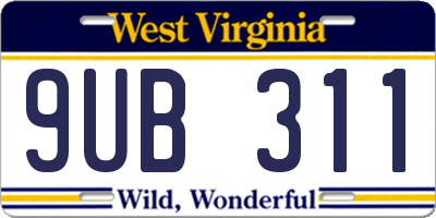 WV license plate 9UB311