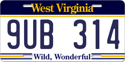 WV license plate 9UB314