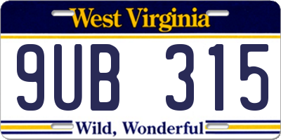 WV license plate 9UB315