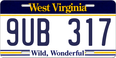 WV license plate 9UB317