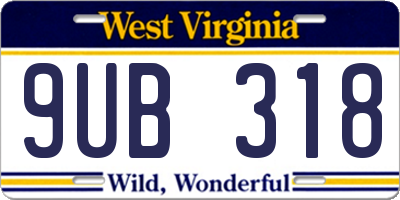 WV license plate 9UB318