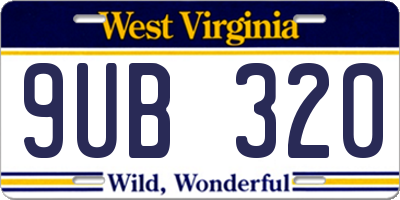 WV license plate 9UB320