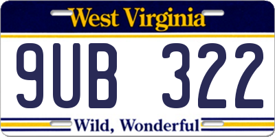 WV license plate 9UB322