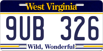 WV license plate 9UB326