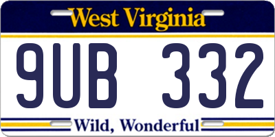WV license plate 9UB332