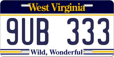 WV license plate 9UB333