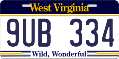 WV license plate 9UB334