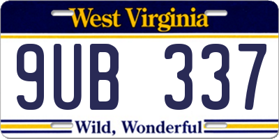 WV license plate 9UB337