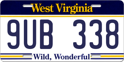 WV license plate 9UB338