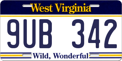 WV license plate 9UB342