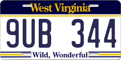 WV license plate 9UB344