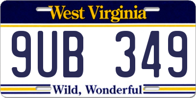 WV license plate 9UB349