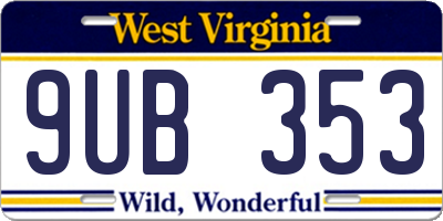 WV license plate 9UB353