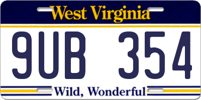 WV license plate 9UB354