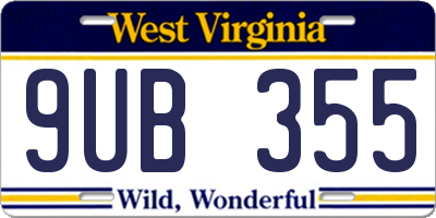 WV license plate 9UB355