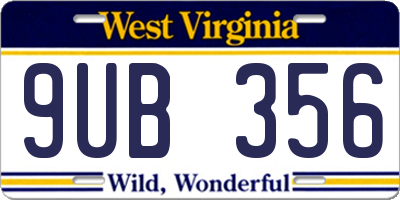 WV license plate 9UB356