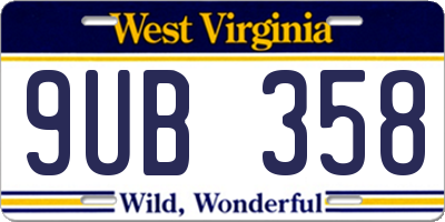 WV license plate 9UB358