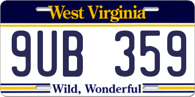 WV license plate 9UB359