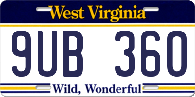 WV license plate 9UB360
