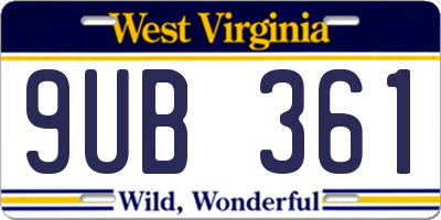 WV license plate 9UB361