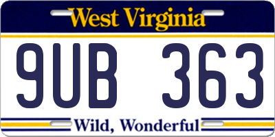 WV license plate 9UB363