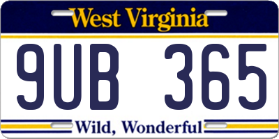 WV license plate 9UB365