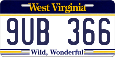 WV license plate 9UB366