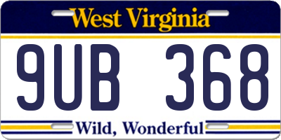 WV license plate 9UB368