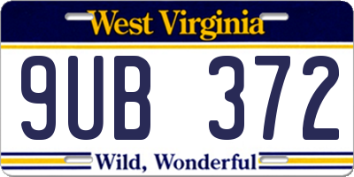 WV license plate 9UB372