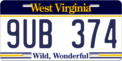 WV license plate 9UB374