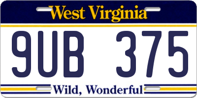 WV license plate 9UB375