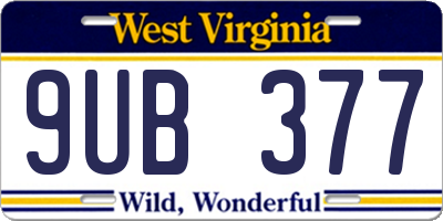 WV license plate 9UB377