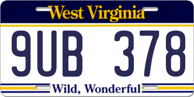 WV license plate 9UB378