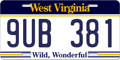 WV license plate 9UB381
