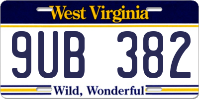 WV license plate 9UB382